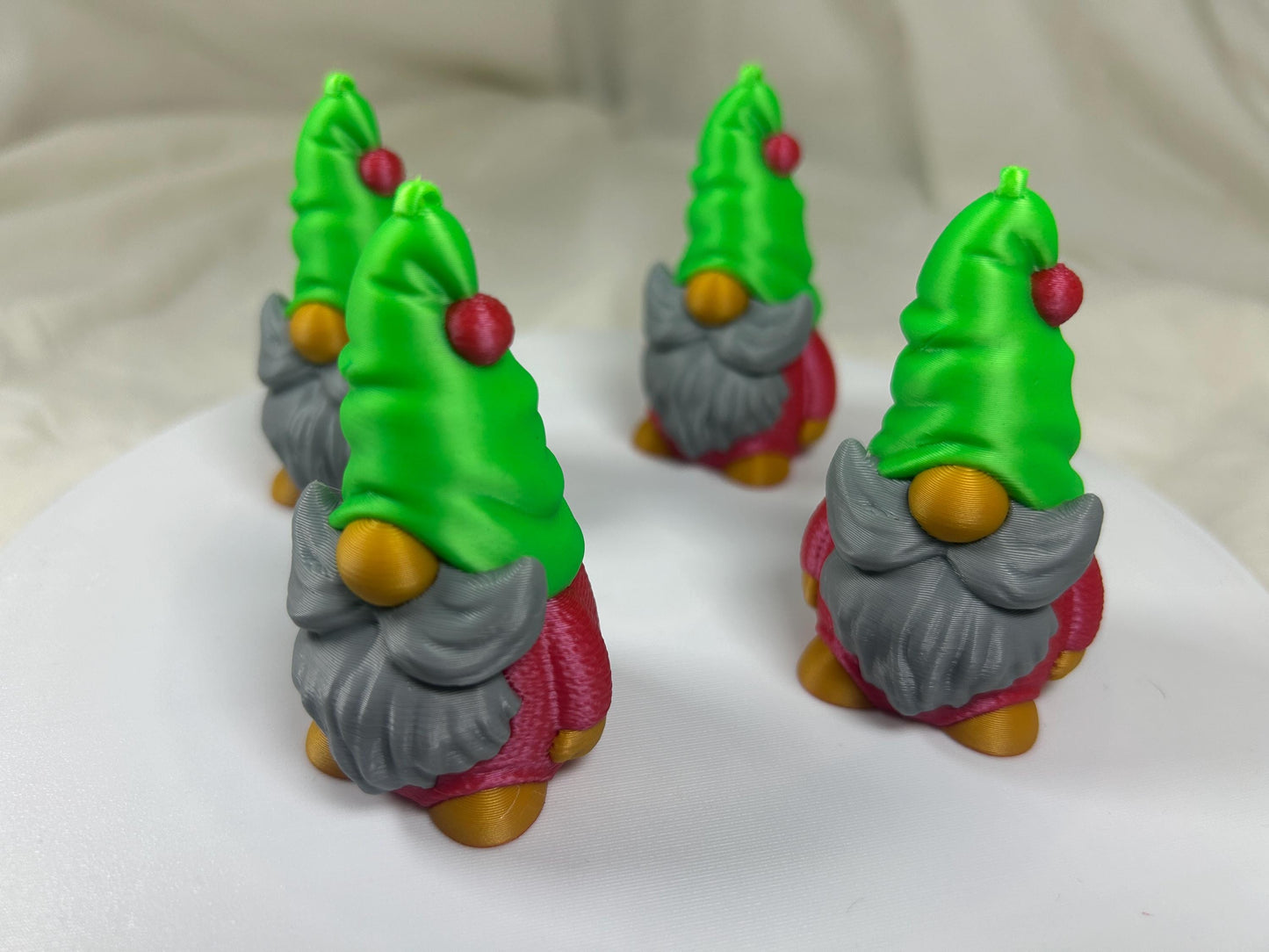 Weihnachtswichtel Gnom Zwerg Kobold 4er Set in Rot und Grün mit Silberbart – Moderne Weihnachtsdeko | Christbaumschmuck | Christbaumdeko
