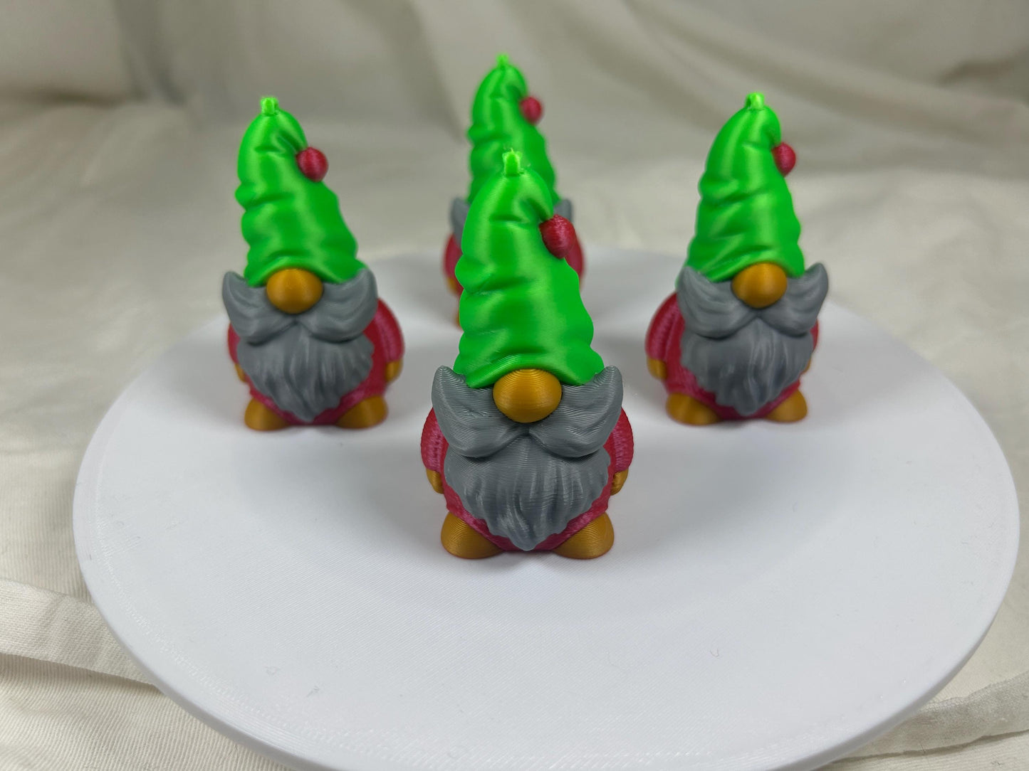 Weihnachtswichtel Gnom Zwerg Kobold 4er Set in Rot und Grün mit Silberbart – Moderne Weihnachtsdeko | Christbaumschmuck | Christbaumdeko