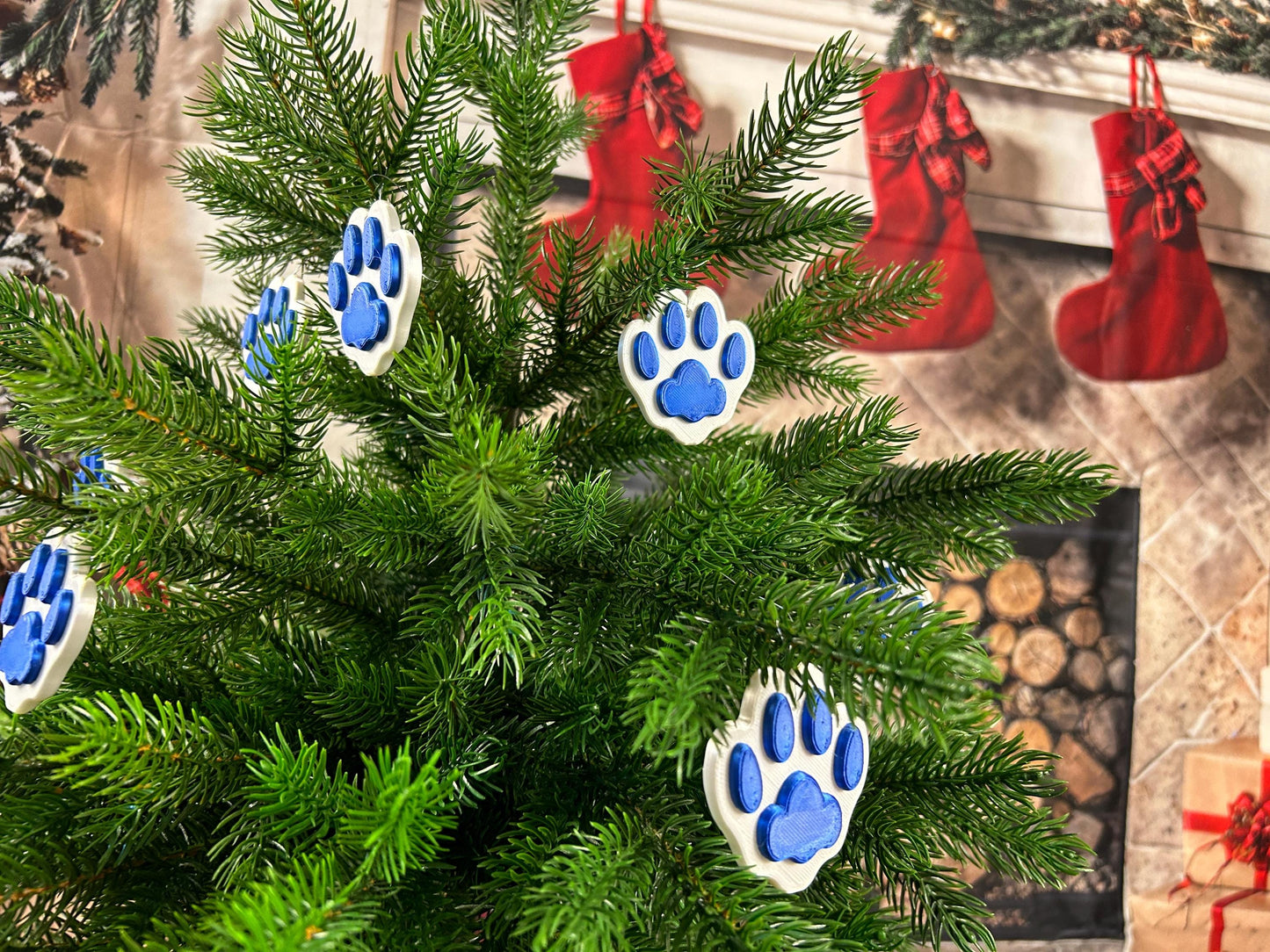 Pfoten Christbaumdeko zweifarbig 6-er Set - 3D-gedruckt – Weihnachtsdeko, perfekt für Baum & Zuhause Christbaumschmuck Pfotenabdruck