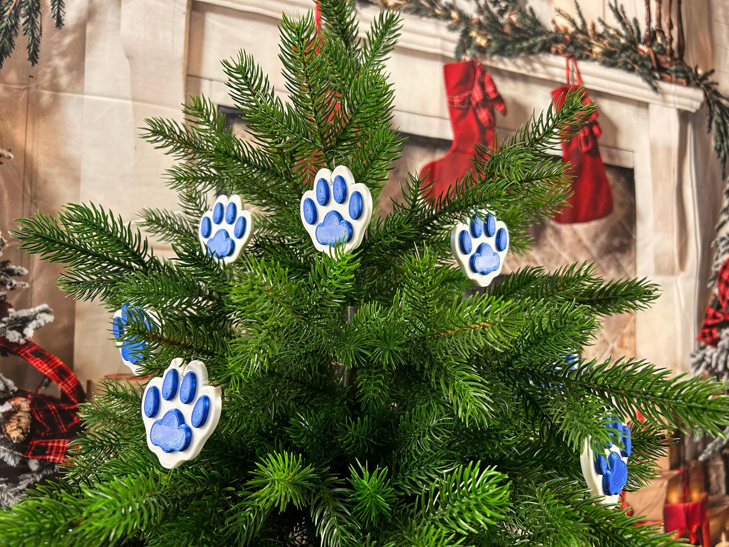 Pfoten Christbaumdeko zweifarbig 6-er Set - 3D-gedruckt – Weihnachtsdeko, perfekt für Baum & Zuhause Christbaumschmuck Pfotenabdruck