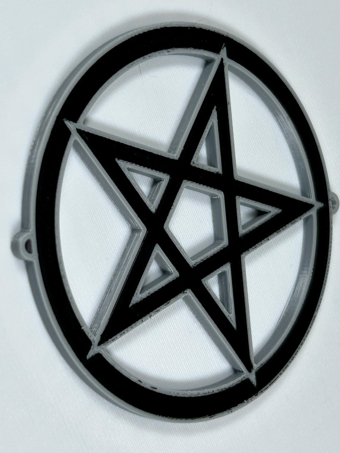 Pentagramm 4er Set - silber / schwarz – die andere Art Weihnachtsdeko, perfekt für Baum & Zuhause | Christbaumschmuck | Christbaumbehang