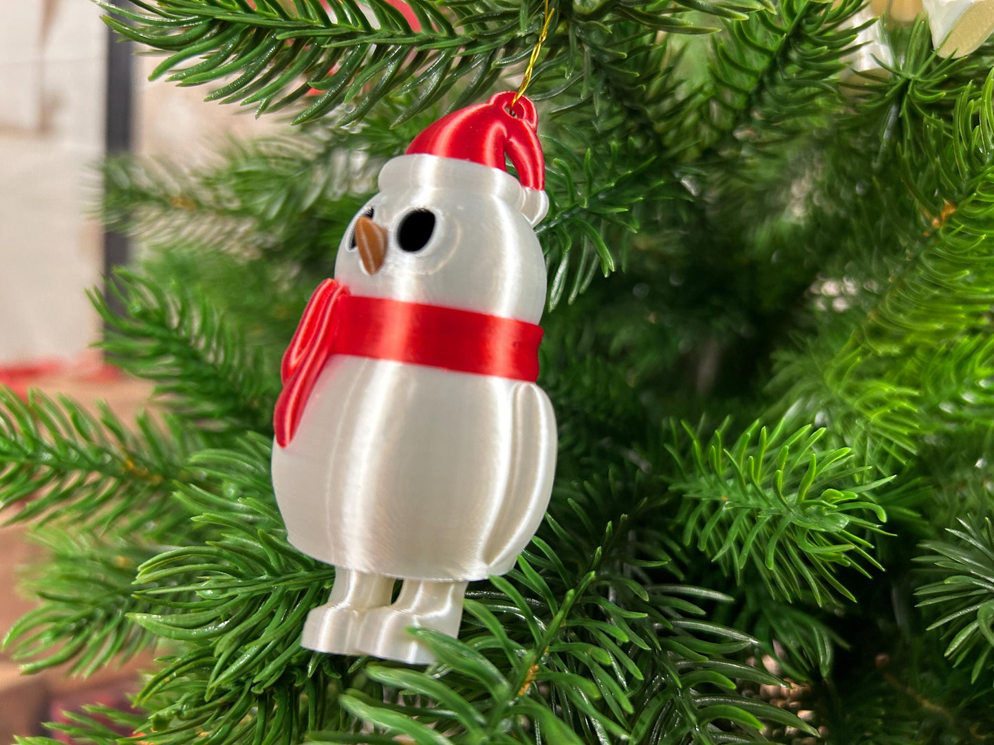 Schneemann-4er Set mit Schal, Mütze und herabbaumelnden Füßchen - Festliche Weihnachtsdeko, Christbaumdeko, Christbaumschmuck