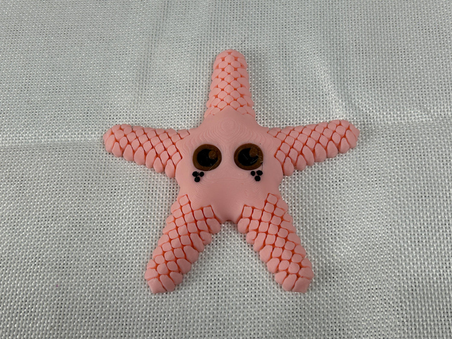 Seestern, rosa, beweglich aus PLA, große Augen, dekorativ, Liebe zum Detail, Regaldeko, Schreibtischdeko, maritime Geschenkidee