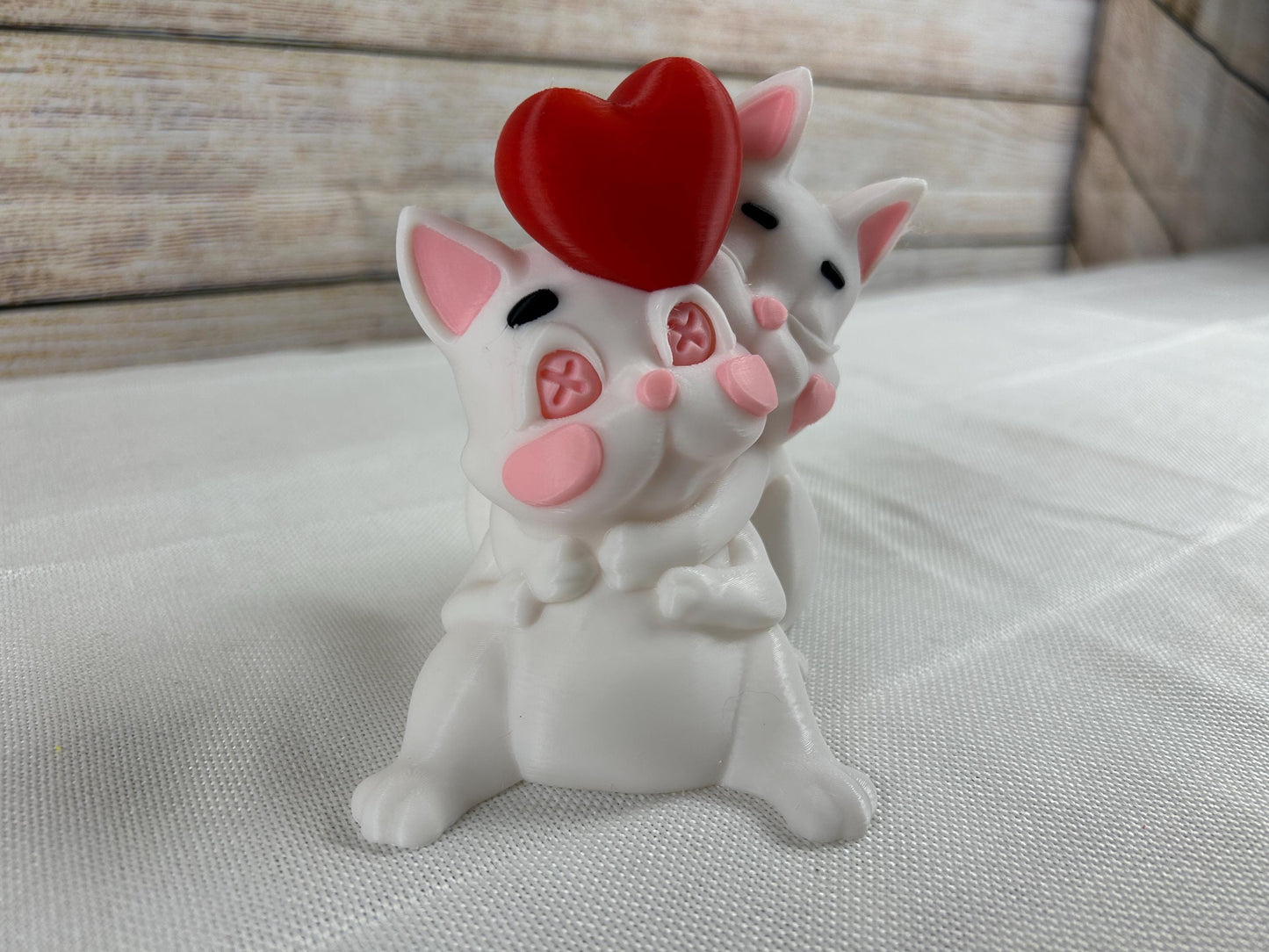 verliebtes Katzenpaar mit rotem Herz, Katzenstatue, Romantisches Deko-Highlight aus PLA handgefertigtes Geschenk für Katzenliebhaber