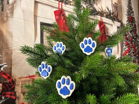 Pfoten Christbaumdeko zweifarbig 6-er Set - 3D-gedruckt – Weihnachtsdeko, perfekt für Baum & Zuhause Christbaumschmuck Pfotenabdruck