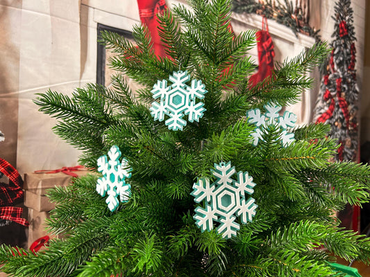 Schneeflocken zweifarbig 4 Stk (2 x 2er Set)  – Extravagante Weihnachtsdeko, perfekt für Baum & Zuhause - Christbaumschmuck - Fensterdeko