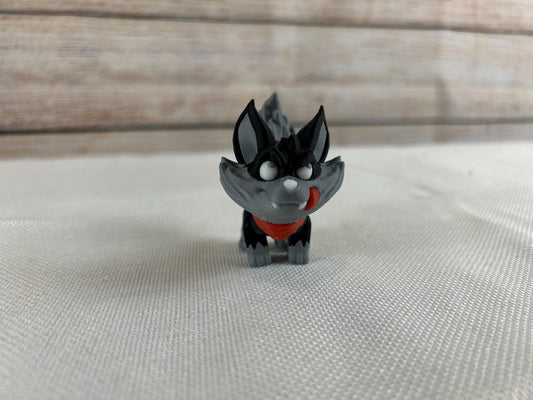 Nachtterrier schwarz-grau mit rotem Halstuch, bewegliche Figur, PLA Deko-Terrier, einzigartige Geschenkidee für Hundeliebhaber