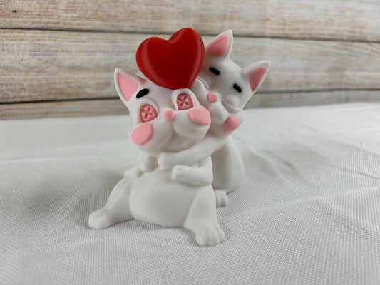 verliebtes Katzenpaar mit rotem Herz, Katzenstatue, Romantisches Deko-Highlight aus PLA handgefertigtes Geschenk für Katzenliebhaber
