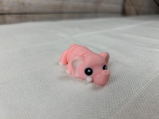 Elefant beweglich, rosa mit weißen Stoßzähnen aus PLA – bewegliches Deko-Highlight, elegantes Geschenk & Tisch- oder Regaldekoration