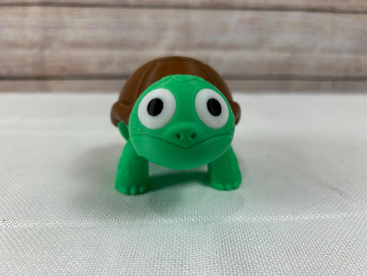 Schildkröte total erstaunt, beweglich, dunkelgrün mit braunem Panzer aus PLA – bewegliches Design, Highlight, Regaldeko, Tischdeko