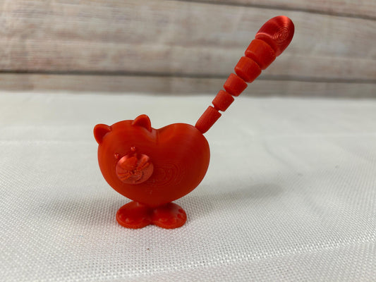 Herzkatze aus PLA, einzigartiges 3D-Dekorationsstück in Rot mit beweglichem Schweif, perfektes Geschenk für Valentinstag & besondere Momente